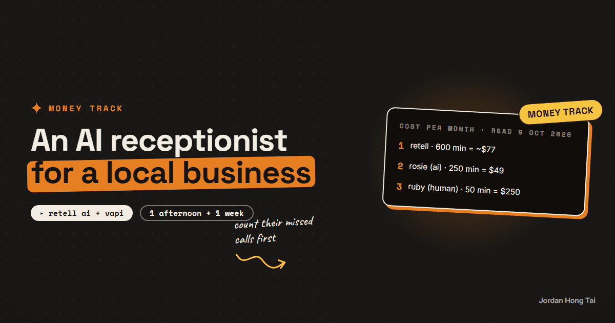 Set up an AI phone receptionist for a local business and charge monthly: Retell AI cost per minute, the build and the pitch