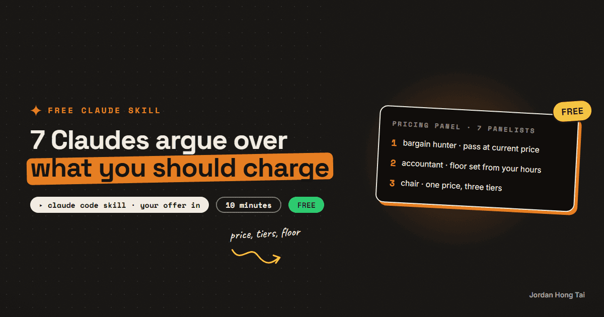 Pricing Panel: 7 Claude panelists argue over what you should charge (free Claude Code skill)