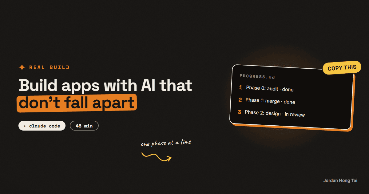 Build a real app with AI without it falling apart (the phase method)